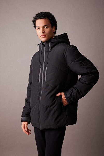 DeFacto Fit Waterproof Coat - Slim Fit with Hood and Zipper A3109Ax23Wn