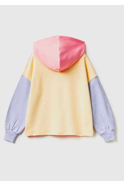 United Colors of Benetton Hanorac pentru copii cu imprimeu roz Mix_logo color block