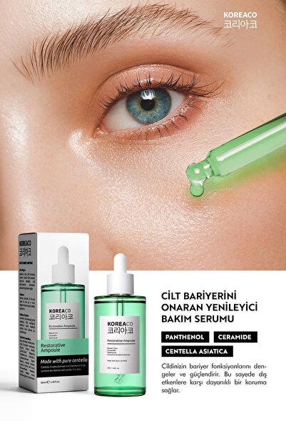 KOREACO Centella & Cica & Ceramide - Onarıcı, Aydınlatıcı ,24 Saat Nemlendirme Ampoule