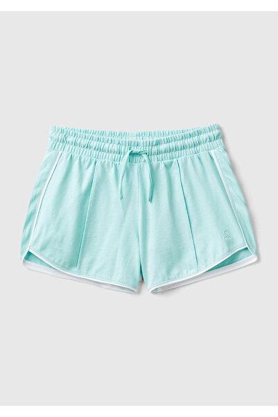 United Colors of Benetton Kız Çocuk Su Yeşili Önü Logo İşlemeli Kontrast Şeri...