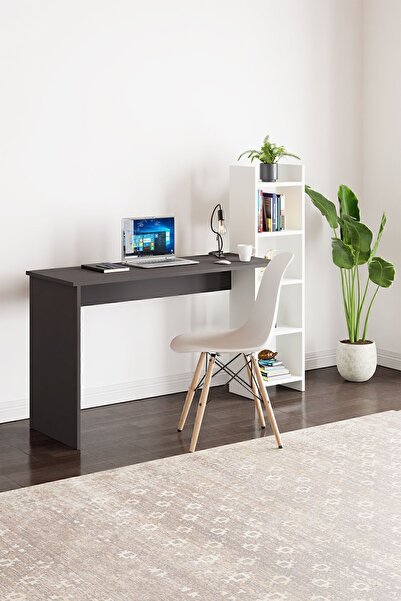 interGO Kitaplıklı Fonksiyonel Çalışma Masası - Antrasit Gri - Beyaz