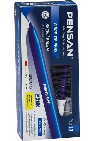 Pensan 3003 Blue Office Type Felted Pen 10 Pieces