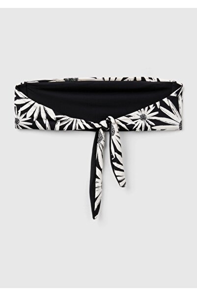 United Colors of Benetton Μπλουζάκι μπικίνι στράπλες με λευκό σχέδιο - γραβάτα στην πλάτη