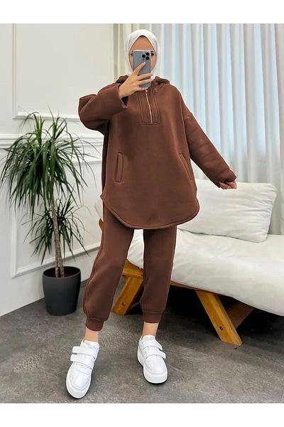 Machetta 3 Thread Set Double Hooded Zipper Collar Women's Set