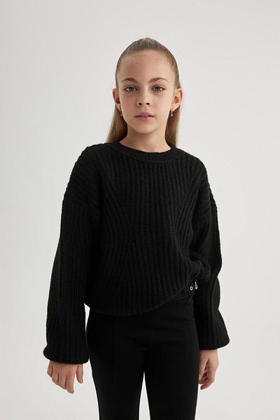 DeFacto Girl's Crew Neck Basic Plain Knitwear Sweater A6014A823Wn