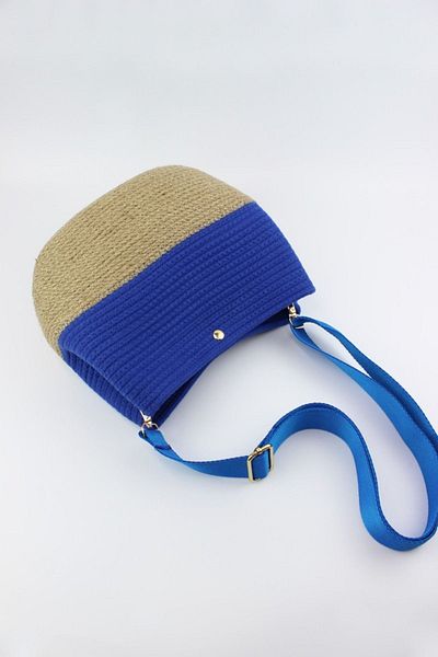 İLKYAZ Geantă de umăr pentru femei Saks Wicker cu închidere cu apăsare 26x21x11 Cm