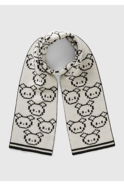 United Colors of Benetton وشاح بتفاصيل مخططة على شكل حيوانات باللونين الأبيض ...