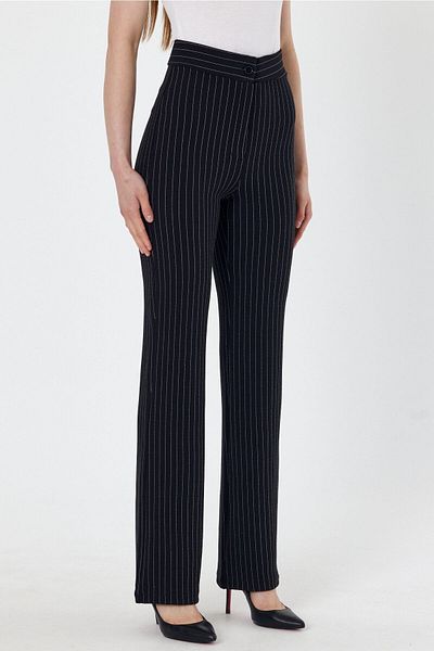 macharel jeans Women's Striped Black High Waist Slim-fit Flare Leg Palazzo Pants