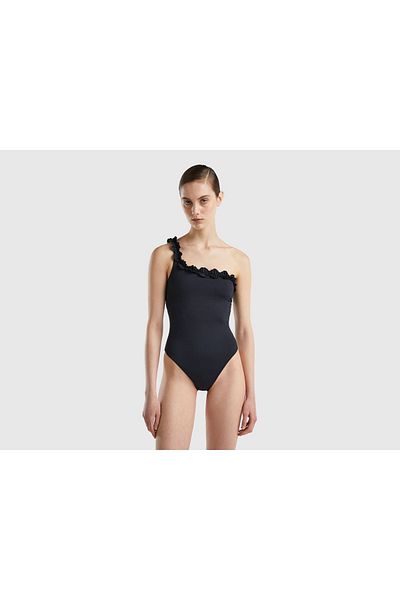 United Colors of Benetton Costum de baie negru pentru femei cu un singur umăr