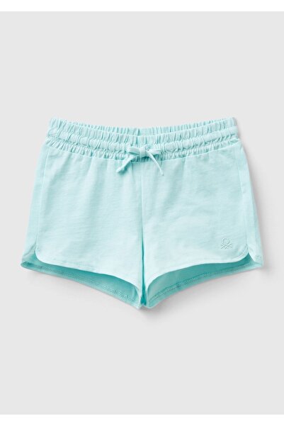 United Colors of Benetton Kız Çocuk Su Yeşili Önü Logo İşlemeli Beli Büzgülü ...