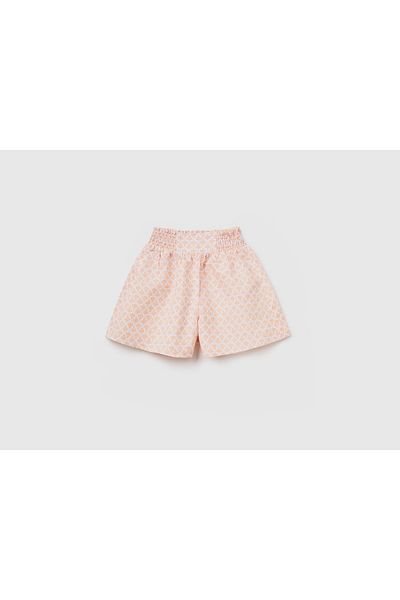 United Colors of Benetton Shorts aus Leinengemisch mit Muster in Korallenrot für Mädchen