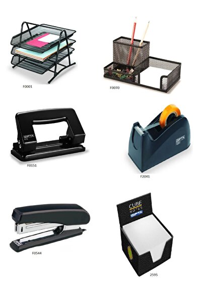 Gıpta Siyah Ofis Seti ( Evrak Rafı, Masa Seti, Delgeç, Bant Kesici, Zımba, Kü...