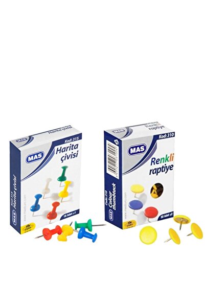 Mas Renkli Raptiye 30adet + Harita Çivisi 18adet