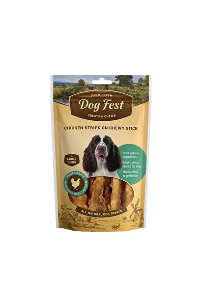Dog Fest شرائح دجاج على عصا مطاطية للكلاب البالغة، 90 جرام