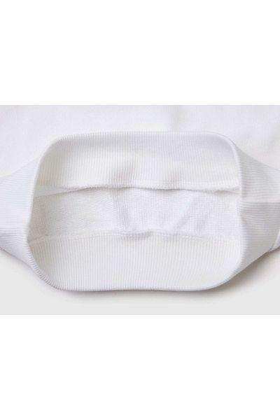 United Colors of Benetton Girl's White Color Blocked Crop Sweatshirt