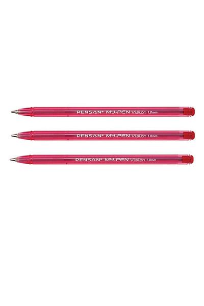 Pensan My Pen 1.0 Mm Red Ballpoint Pen - Set of 3