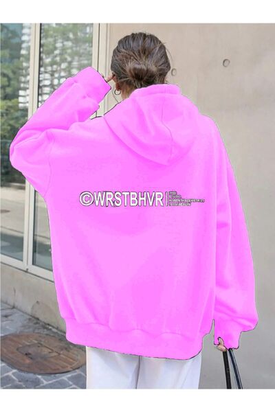 BOHEMGİYİM Unisex Oversize kroj crna majica sa kapuljačom i printom