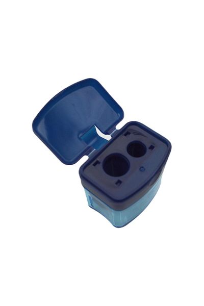 Faber Castell Faber-Castell Duo Mini Box - عيون مزدوجة، مبراة أقلام رصاص زرقاء عصرية 16047