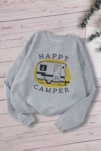 MYADA Детски суитшърт с качулка Happy Camper Printed Premium Oversize 13801