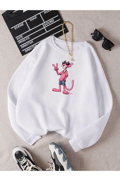 BENROMA Hanorac pentru copii unisex - imprimat cu pantera, decolteu