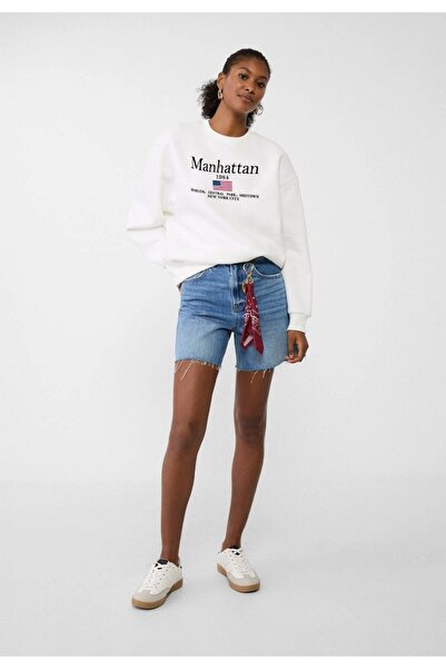 The Champ Clothing Manhattan 1984 Text Printed - Crew Neck White Oversize φούτερ