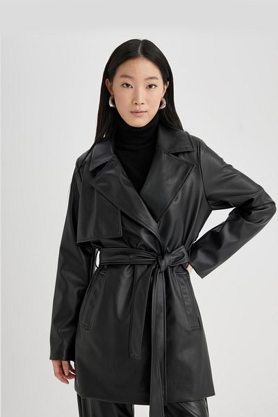 DeFacto Trenchcoat aus Kunstleder mit normaler Passform