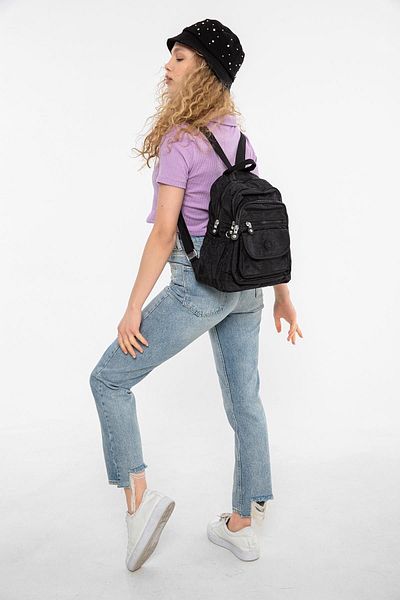 Saria Moda Black Waterproof Clinker Fabric - Multi-Compartment Women's Backpack