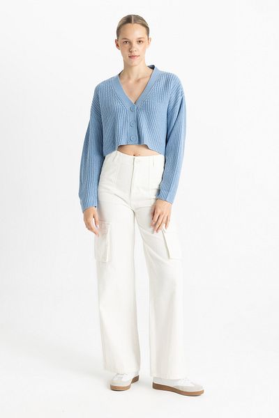 DeFacto Pletený Cardigan s výstřihem do V. Regular Fit