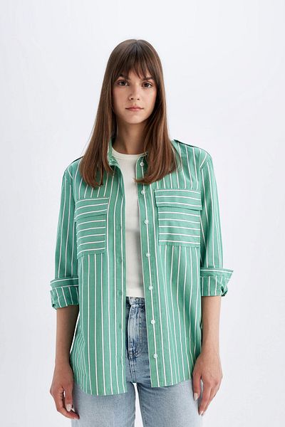 DeFacto Relaxed Fit nyomott poplin tunika - hosszú ujjú