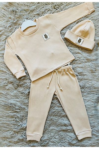 enes baby Rib Fabric - 3-Piece Set with Lycra and Hat