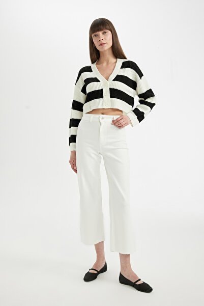 DeFacto Dzianinowy kardigan z dekoltem w kształcie litery V o regularnym kroju