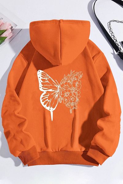 BEGRİFF UnisexButterflyDrawing Back Printed Sweatshirt