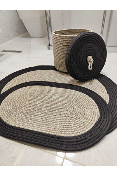 JÜTEX HOME Set de covorașe de baie din paie de iută, 3 piese, set de baie în ...