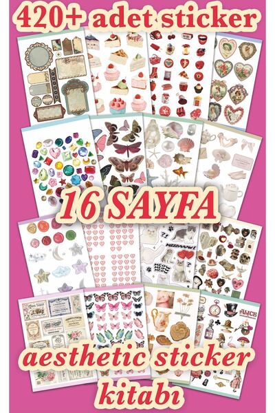 merccuri crafts Estetik Sticker Set - 420+ Adet Çıkartma - Coquette Vintage S...