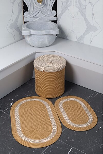 JÜTEX HOME Γιούτα, Ψάθινο, 3 τεμάχια, Σετ χαλάκια μπάνιου, Σετ μπάνιου σε μπο...