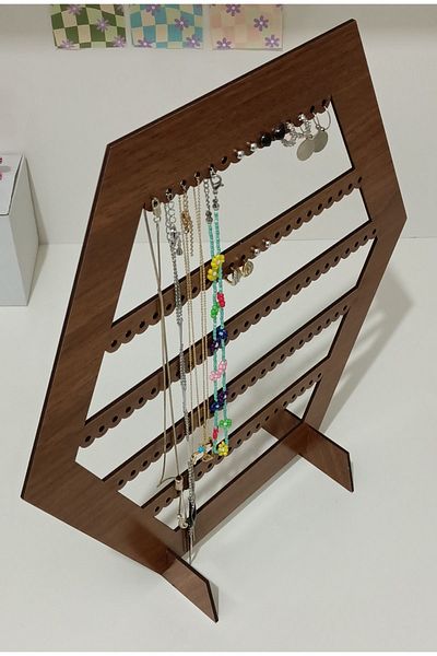 Mars Earring Stand Jewelry Earring Hanger Wooden Jewelry Box Jewelry Stand Jewelry Hanger Double Face Hexagon