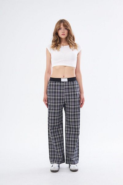 Jardin du Soleil High Waist Plaid Boyfriend Pants - 100% Cotton