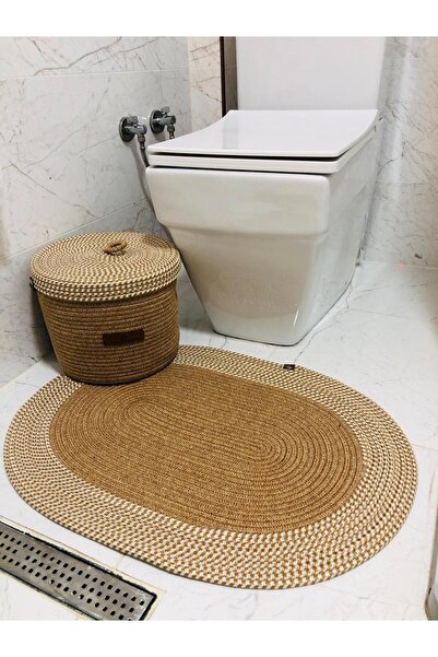 JÜTEX HOME طقم سجادة حمام من الجوت والخوص على الطراز البوهيمي - عبوة من قطعتي...