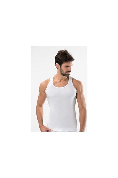 Tutku Men's White Ribbed Sports Athlete