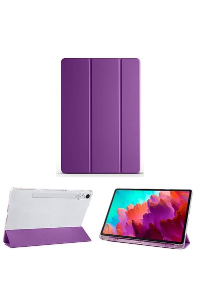 İncisoft حافظة متوافقة مع Lenovo Tab P12 مقاس 12.7 بوصة TB370FU مع غطاء ذكي شفاف من الخلف مع حجرة القلم وحامل