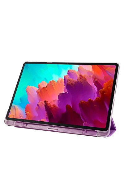 İncisoft حافظة متوافقة مع Lenovo Tab P12 مقاس 12.7 بوصة TB370FU مع غطاء ذكي شفاف من الخلف مع حجرة القلم وحامل