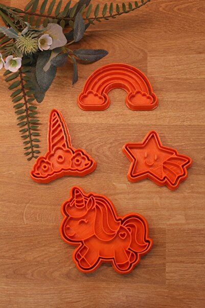 Maflen Unicorn Boynuzlu At Kayan Yıldız Gökkuşağı 8'li Set Kurabiye Kalıbı Ve Hamur Şekillendirici