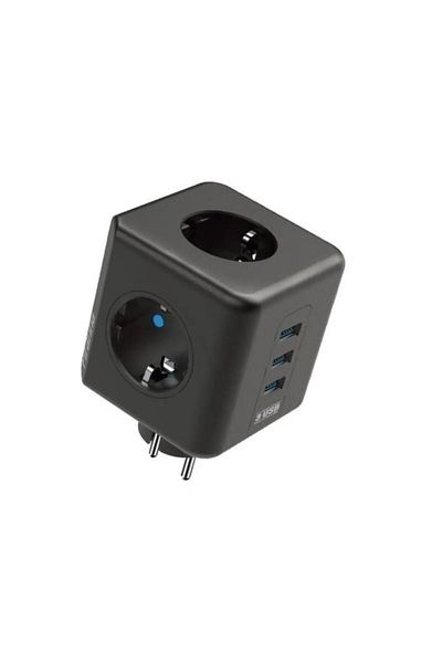 asua 3-Piece Wall Mounted Socket with Thermal Current Protection - USB 2x and Type C Outlet
