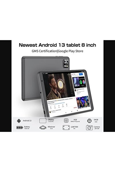Pritom 8 inç Tablet Android 13, 8GB(4 + 4) RAM/64GB ROM IPS ekran 5000MAH pil, çift kamera, WiFi