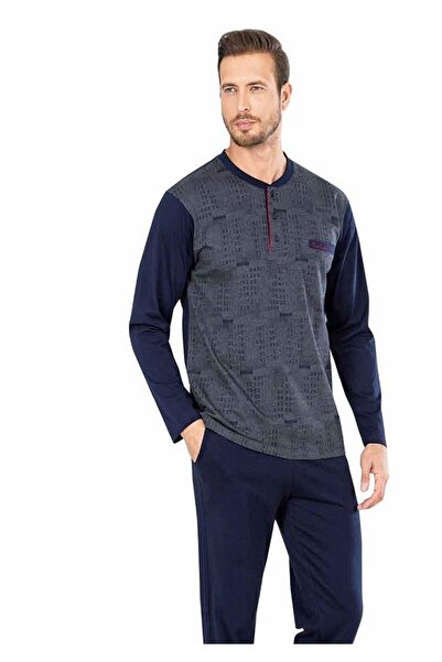 Pierre Cardin Pijama طقم بيجامة قطن كم طويل من بيير كاردان Erekek جاكار في صن...