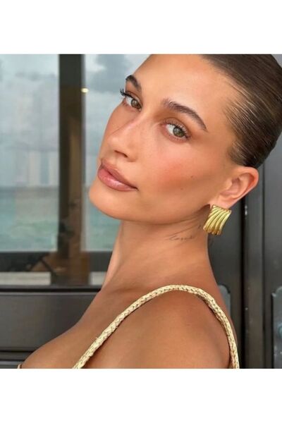 ELİF TAKI AKSESUAR Çelik Gold Plaka Hailey Küpe