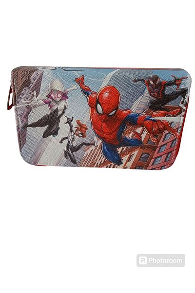 PartAntalya Spiderman Spiderman Themed 3 Compartment Pencil Case Pen Holder Vegan Leather (3 Eyes Pen Holder)