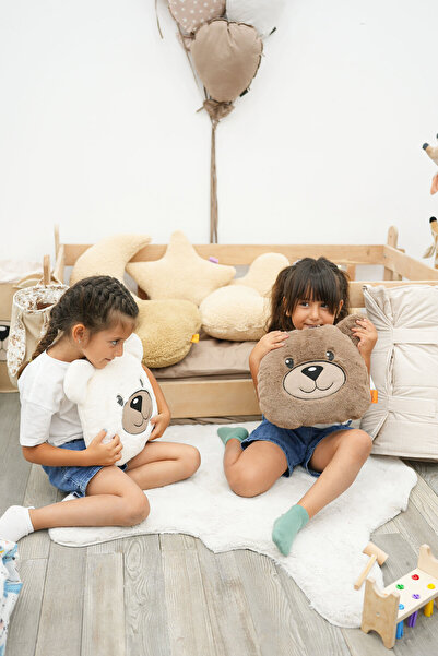 mordesign Morbear Series - Plush Bear Pillow, Cute Embroidered Throw Pillow, Doll Pillow