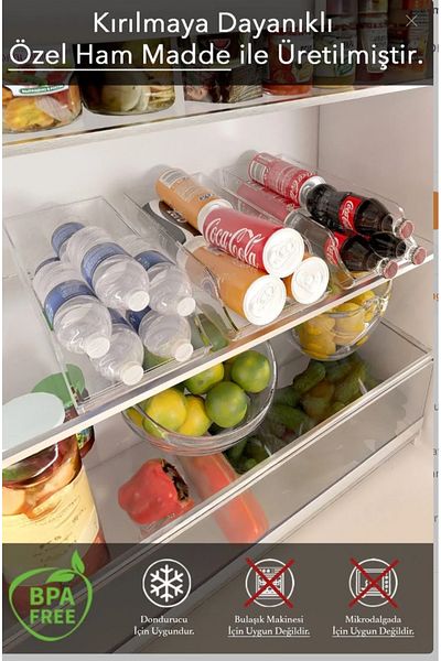 AHİR TİCARET 3 Pieces Ultra Durable Unbreakable Refrigerator - Bottle Organizer