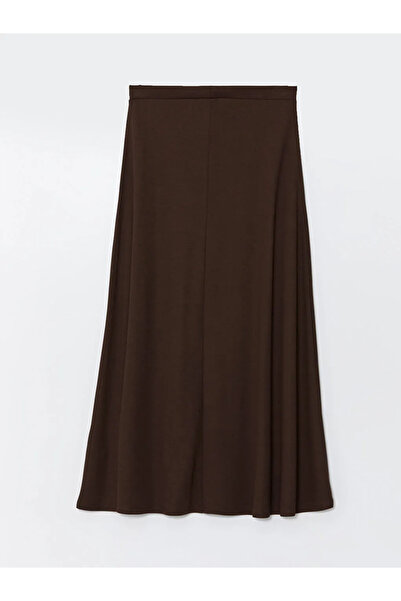 LC Waikiki Lcw Grace - Dark Brown, Elastic Waist Women's Skirt